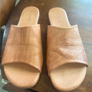 Bed Stu Tan Leather Slide Sandals
